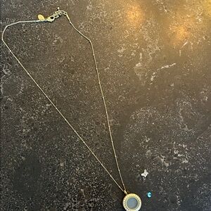 Origami Owl Gold Necklace with Blue Charm